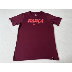 Nike Barcelona Barca Burgundy Kids Dri-Fit Athletic Graphic Shirt Tee L (12-13Y)